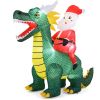 6.7ft Inflatable Santa Riding Dinosaur - 5 Bright LED Lights 210T Polyester Outdoor Xmas Decor