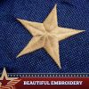 USA Tea Stained Pleated Fan Flag 3x6FT Burlap Embroidered Polyester Stars and Stripes
