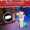 6.2FT Lighted Christmas Inflatable Decoration, Inflatable Snowman Holding Groom