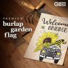 Garden Flag Welcome Gnome Sunflower Car 12x18 Inch Printed Burlap Polyester Everyday Decoration