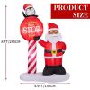 8.2FT Lighted Christmas Inflatable Decoration, Inflatable Black Santa & Road Sign