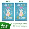 Garden Flag Happy Easter Rabbit Gnome with Eggs 12x18 inch Blockout Fabric Double Sided