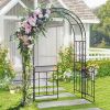 Garden Arbor with Gate with Multiple Side Crossbars and 4 Sharp Ground Stakes