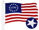 Combo Pack American USA Flag 2.5x4 Ft and Betsy Ross 1776 Flag 2.5x4 Ft Both Embroidered 300D Polyester Indoor Outdoor Brass Grommets