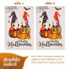 Garden Flag Happy Halloween Two Witchy Gnomes 12x18 inch Blockout Fabric Double Sided