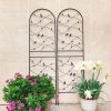 4 Pack Metal Garden Trellis 71" x 19.7" Rustproof Trellis for Climbing Plants Outdoor Flower Support Bird Deco Black