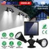Solar Lights Outdoor Solar Power Motion Sensor Spotlights 2000lm Security Lights w/ Dual Head 360° Rotatable IP44 Wall Lights Garden Garage Driveway
