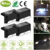 4Pcs Solar Powered LED Step Lights Outdoor Water-Resistant Dusk To Dawn Sensor Fence Lamps For Stairs Yard Railing