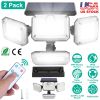 2 Pack Solar Powered Wall Lights IP44 Waterproof Motion Sensor Lights with 4 Adjustable Heads 333Pcs LED Beads 120° Sensing Angle Remote Control for Y