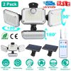 2 Pack Solar Powered Wall Lights IP44 Waterproof Motion Sensor Lamps with Separate Solar Panel 4 Adjustable Heads 333Pcs Beads 120° Sensing Angle Remo