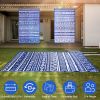 4.98x8FT Reversible Outdoor Rug Waterproof Mat with Storage Bag Portable Plastic Carpet Indoor Outdoor Activity for Picnic Patio Deck RV Trip Blue & W