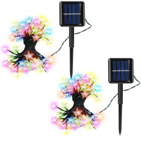 2Pcs Solar Powered String Lights 39.3FT 100LED Beads Fairy Star Lights IP65 Waterproof Decorative Garden Party Christmas Tree Stake Lamps w/ 8 Lightin (Option: Color)