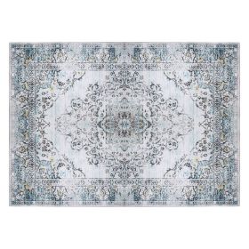 6x9FT Vintage Area Rug Modern Non Slip Carpet Boho Low Pile Soft Rug Waterproof Machine Washable Rug for Living Room Bedroom Kitchen Dining Room Under (Option: 6_9FT_Type1)