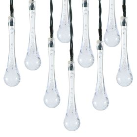 Outdoor Solar String Lights 21 Feet 30 LEDs Water Drop Solar Powered Lights Waterproof Solar Fairy Lights Decorative Solar Powered Lights for Home Pat (Option: Cold)