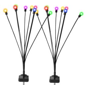 2Pcs Solar Firefly Lights Swaying Decorative Pathway Lamp IP65 Waterproof Landscape Patio Yard Night Light (Option: Color)