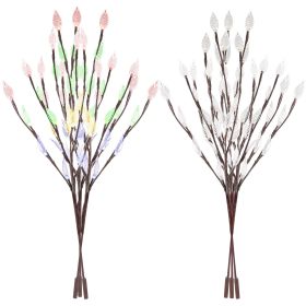 3 PCS 60 LED Solar Garden Lights Tree Branch Leaf Shape Lamp IP65 Waterproof Solar Garden Decorative Lights for Outdoor Garden Lawn Patio Decking (Option: WHT)