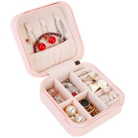 Mini Jewelry Storage Box Portable Ring Earring Necklace Storage Travel Case PU Leather Jewelry Organizer Gift (Option: Pink)