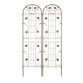2 Pack Metal Garden Trellis 86.7" x 19.7" Rustproof Trellis for Climbing Plants Outdoor Flower Support Brown (Color: as Pic)