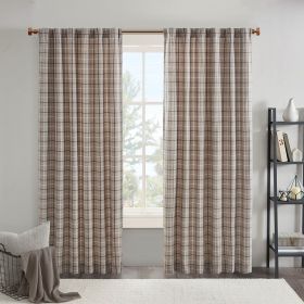 Plaid Rod Pocket and Back Tab Curtain Panel with Fleece Lining(Only 1 Pc Panel) (Color: as Pic)