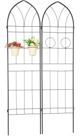 2 Pack Metal Garden Trellis 78.7" x 19.7" Rustproof Trellis for Climbing Plants Outdoor Flower Support Black (Color: as Pic)