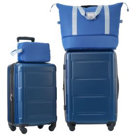 2 Piece Luggage Set with Bags Expanable Spinner Wheels ABS Lightweight Suitcase with TSA Lock 20inch+24inch (Color: as Pic)