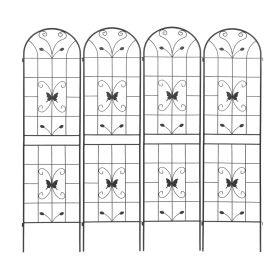 4 Pack Metal Garden Trellis 86.7" x 19.7" Rustproof Trellis for Climbing Plants Outdoor Flower Support Black (Color: as Pic)