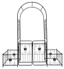 Metal Garden Arch with Gate 79.5'' Wide x 86.6'' High Climbing Plants Support Rose Arch Outdoor Black