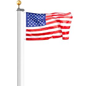 VEVOR 25FT Sectional Flag pole Kit, Heavy Duty Aluminum Alloy in Ground Flag poles for Outside, 3 Display Modes Flagpole with 3x5 American Flag (type: Socket Type (Segmented), Height: 25 feet)