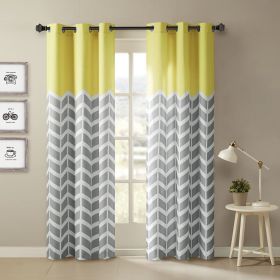Chevron Printed Room Darkening Grommet Top Panel Pair (Color: as Pic)