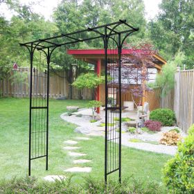 Metal Garden Arch Garden Arbor Trellis Climbing Plants Support Arch Outdoor Arch Wedding Arch Party Events Archway Black (Color: as Pic)