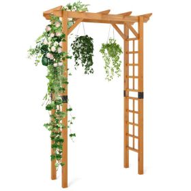 7/7.5 Feet Garden Arch Wooden Arbor Outdoor Wood Trellis for Climbing Plants (size: 7 FT)