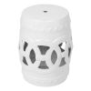 16.75 inch/17 inch/17.25 inch/17.75inch Drum Stool Ceramic Side Table Hollow White Cutwork Traditional Garden Stool Hollow Outdoor Side Table