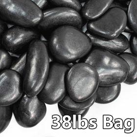 38lbs Black River Rocks, 2-3 inch Polished Pebbles for Plants, Vase Filler, Aquarium, Landscaping, Indoor/Outdoor Decor (Color: Black)