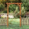 7/7.5 Feet Garden Arch Wooden Arbor Outdoor Wood Trellis for Climbing Plants