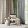 Plaid Faux Leather Tab Top Curtain Panel with Fleece Lining(Only 1 Pc Panel)