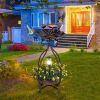 Outdoor Bird Bath Feeder with Flower Planter Pedestal and Solar Lights
