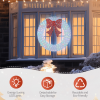 36in Pre-lit Outdoor Christmas Wreath Decoration, Lighted Metal Wreath with Red Bow, Remote Control LED Lights with Timer